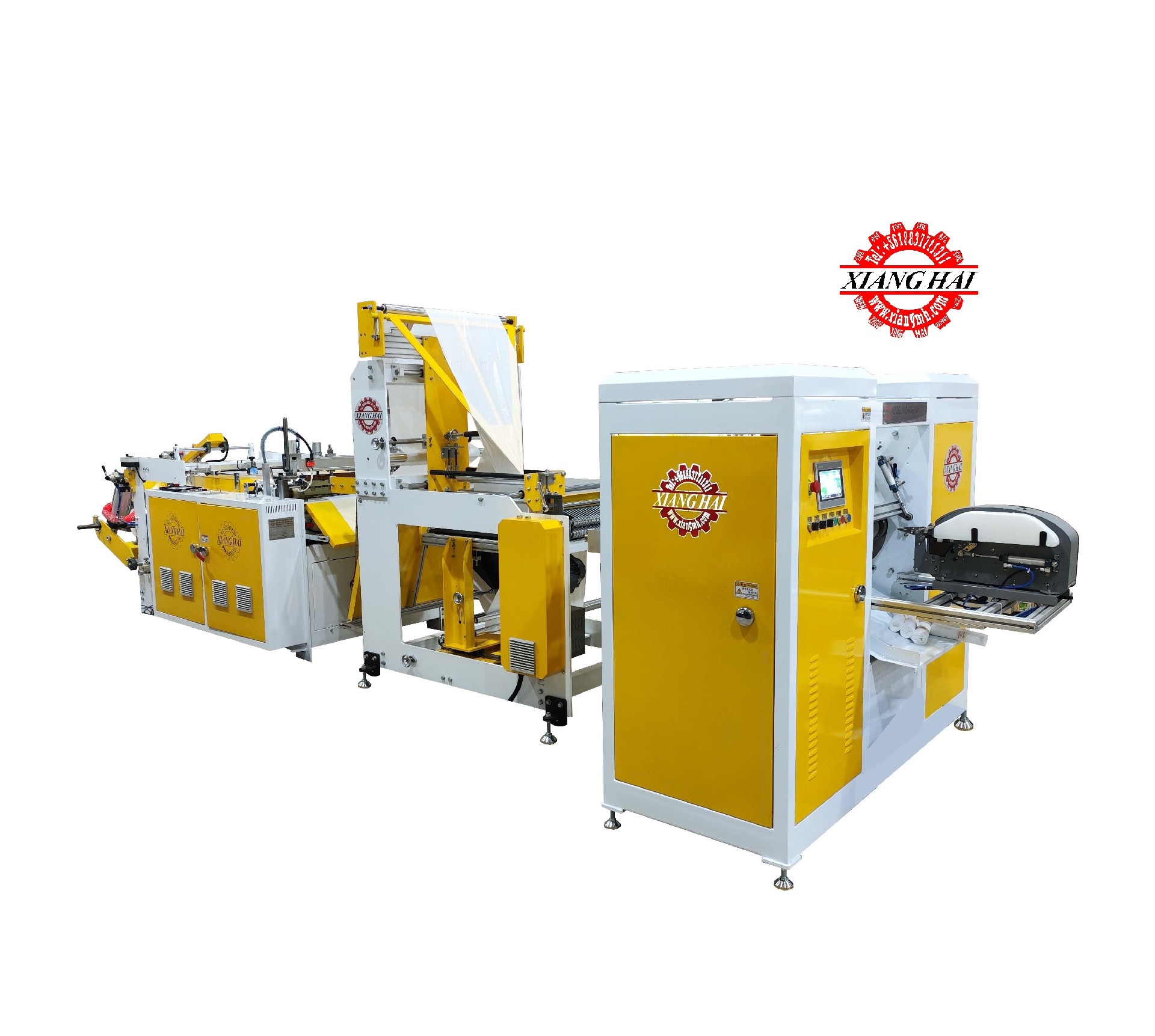 pe film double folding After sealing Single line linkage rolling  bag making machine